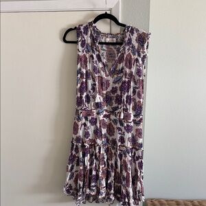 Dear John White Mini Dress with Purple and Orange Floral Motif